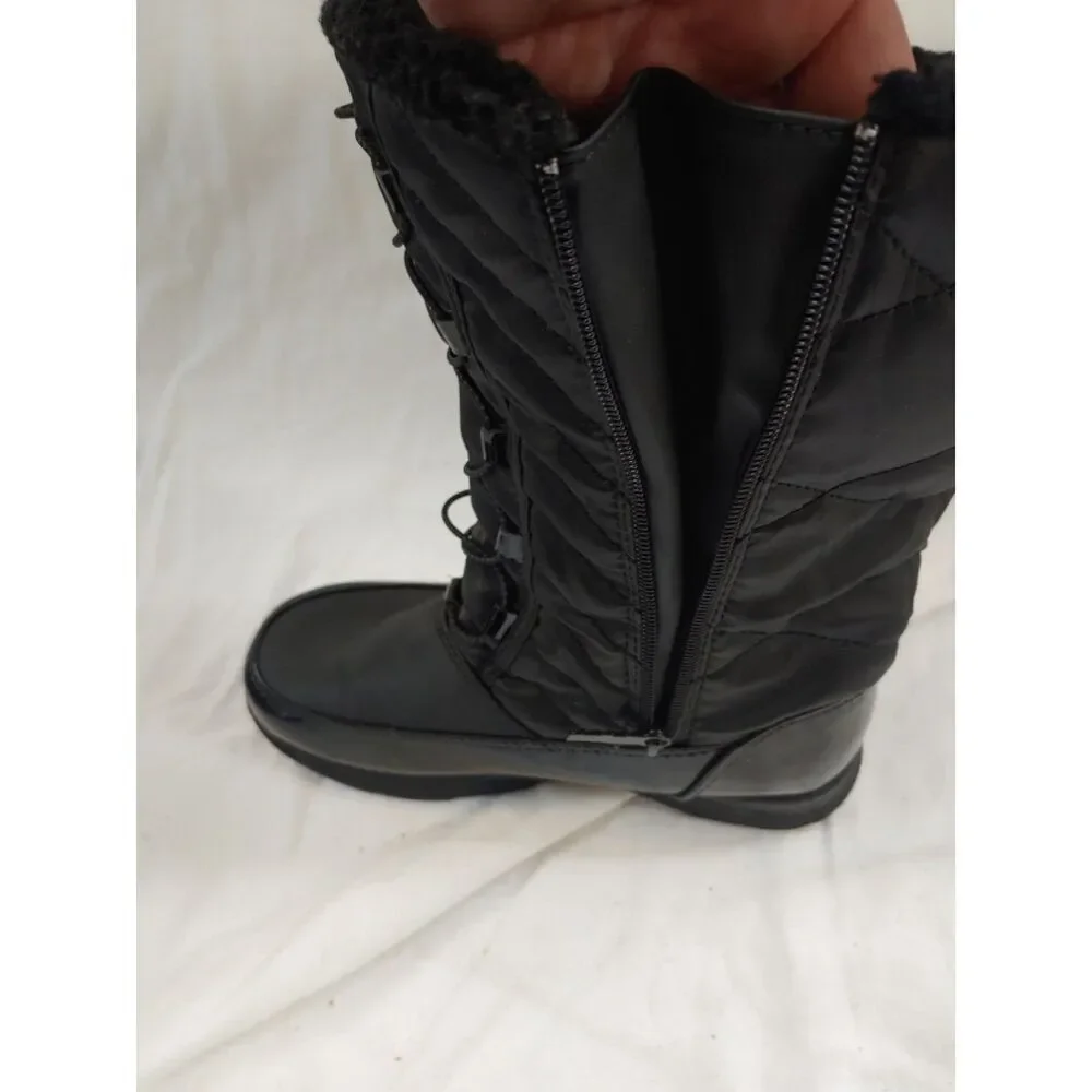 Totes SHELLY Girls Size 4 Black Faux Fur Boots.